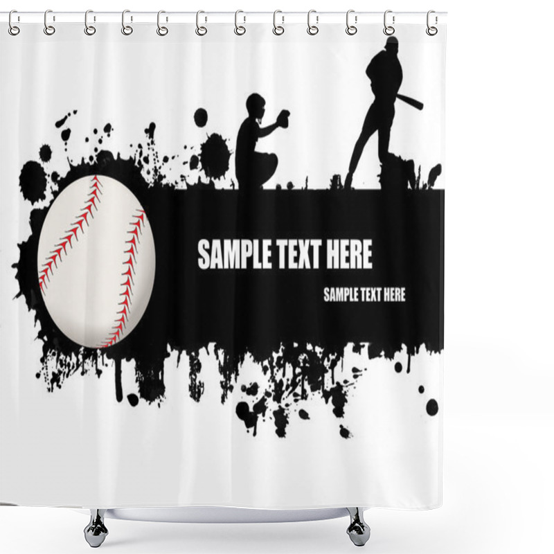 Personality  Grunge Baseball Poster Shower Curtains