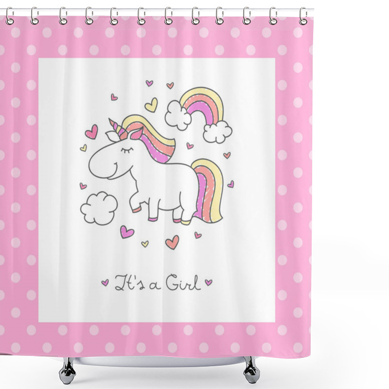 Personality  Baby Shower Card With Unicorn Shower Curtains