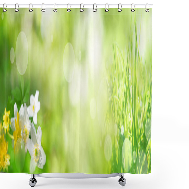 Personality  Bright Green Spring Scenery With Bokeh Effect For A Background Shower Curtains