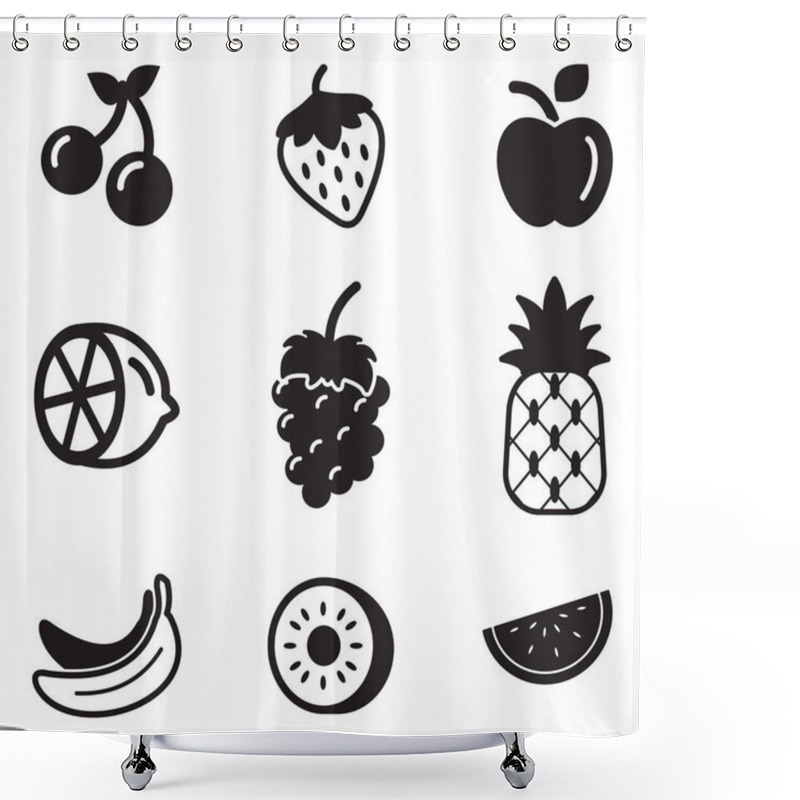 Personality  Fruit Icons Black & White Shower Curtains