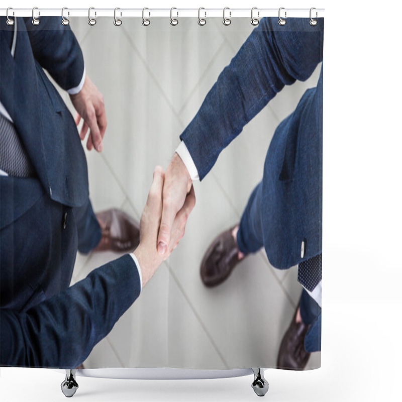 Personality  Business People Shaking Hands, Finishing Up A Meeting Shower Curtains