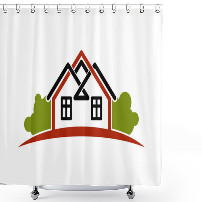 Personality  Abstract Houses With Horizon Line Symbol Shower Curtains