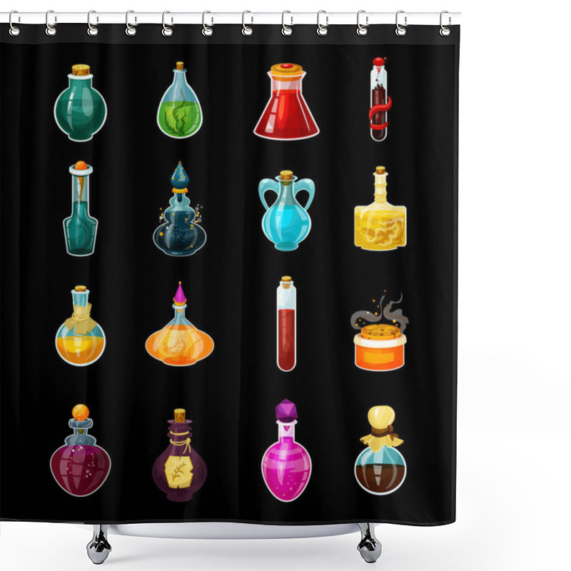 Personality  Set Of Isolated Glass Potions Or Magic Bottles Shower Curtains