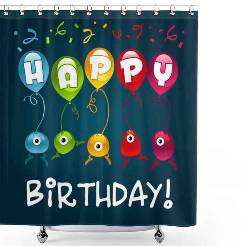 Personality  Happy Birthday Monsters Shower Curtains