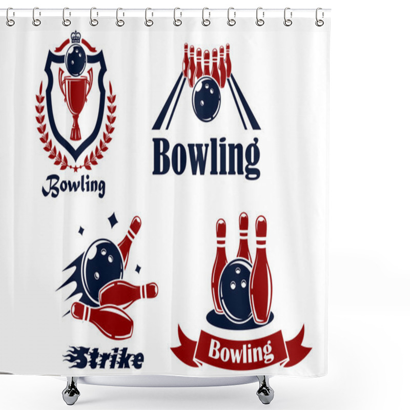 Personality  Bowling Emblems And Symbols Shower Curtains