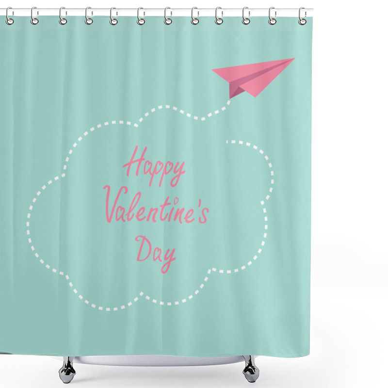 Personality  Origami Paper Plane In The Sky. Happy Valentines Day Card. Shower Curtains