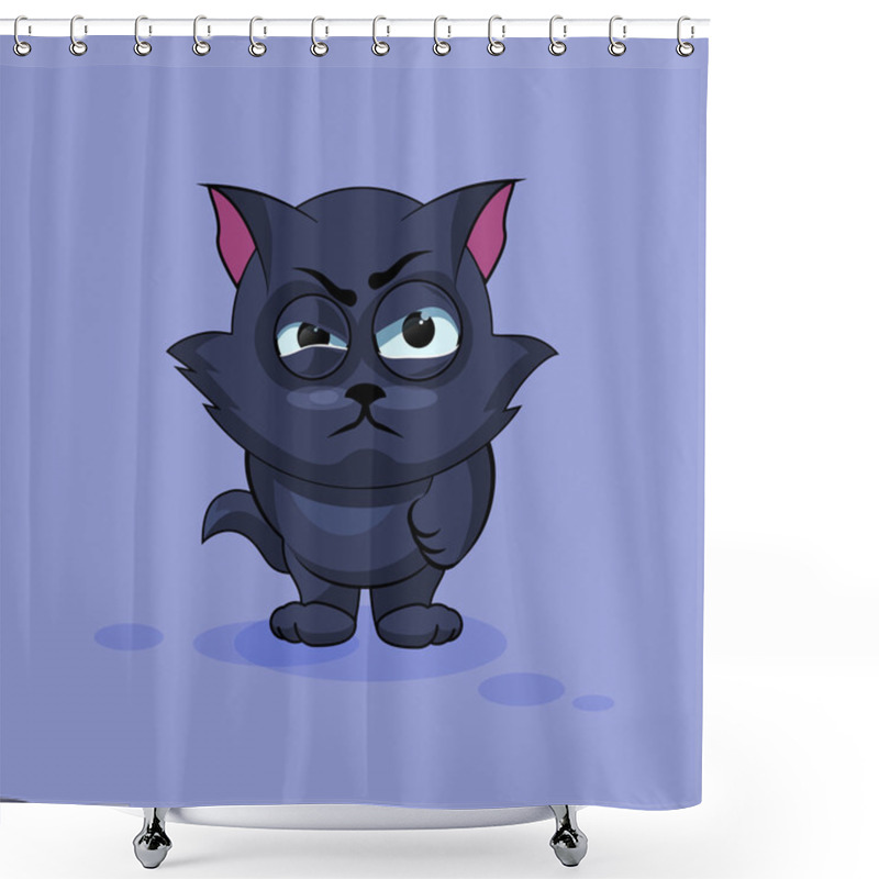 Personality  Black Cat Angry Shower Curtains