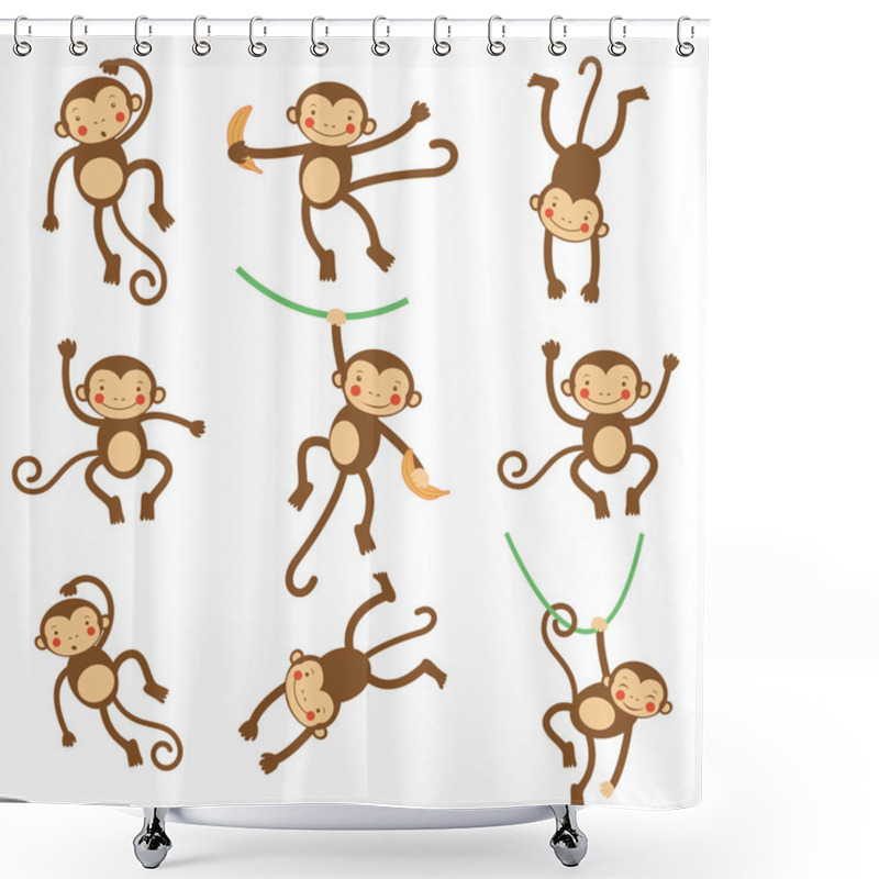 Personality  Cute Funny Monkeys Shower Curtains