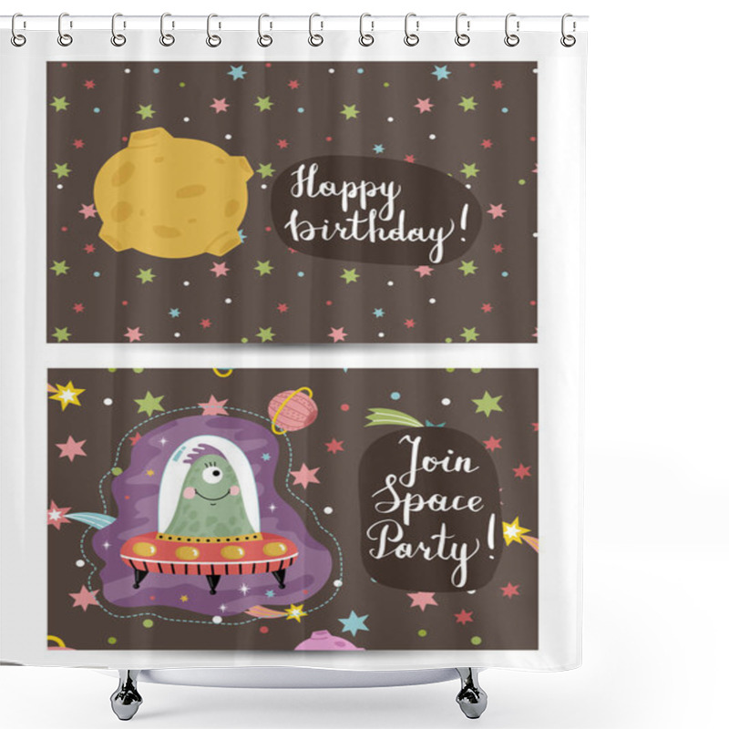 Personality  Invitation On Children Costumed Birthday Party Shower Curtains