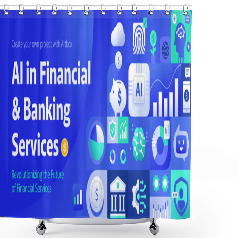 Personality  Ai In Financial And Banking Services Banner Background Shower Curtains