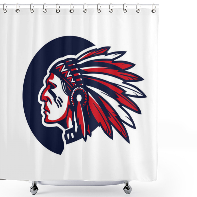 Personality  Face Of Indian Chief. Vector Illustration Shower Curtains