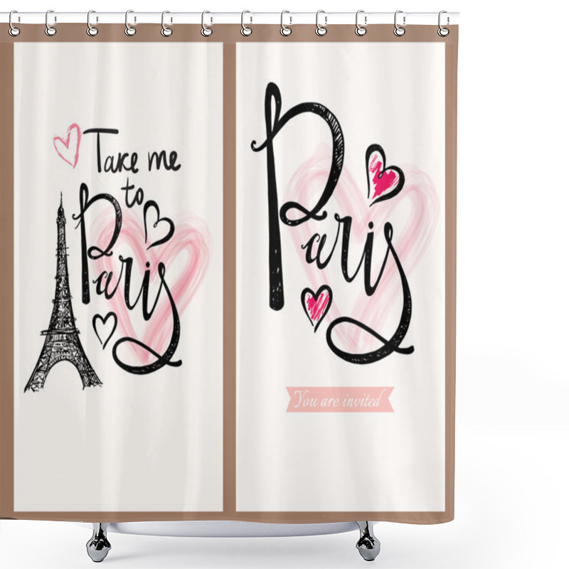 Personality  Postcards With Eiffel Tower And Paris Shower Curtains