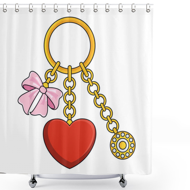 Personality  Trendy Pendant With Chains, Heart And Bow. Shower Curtains