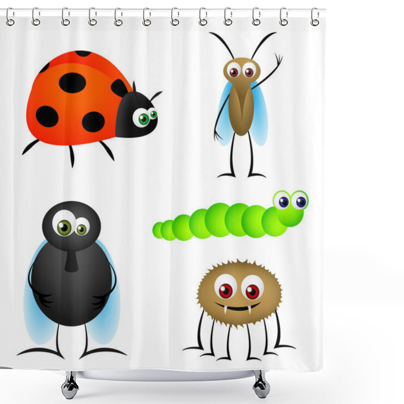 Personality  Insect Cartoons Shower Curtains