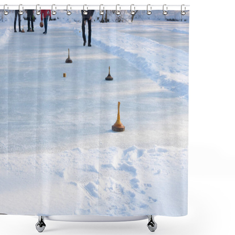 Personality  People Playing Curling On A Frozen Lake, Austria, Europe Shower Curtains