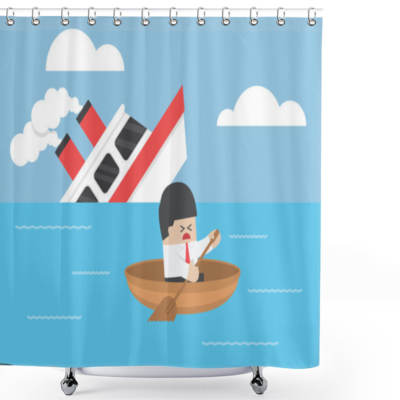 Personality  Businessman Escape From The Shipwreck Shower Curtains