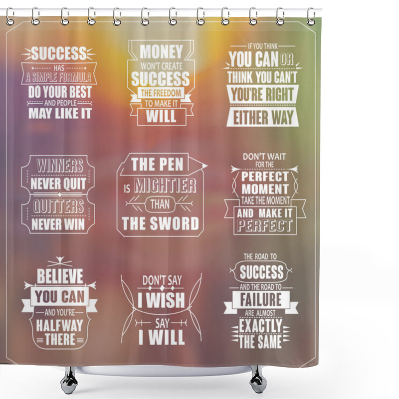 Personality  Success Motivational And Inspirational Quotes Set  Shower Curtains