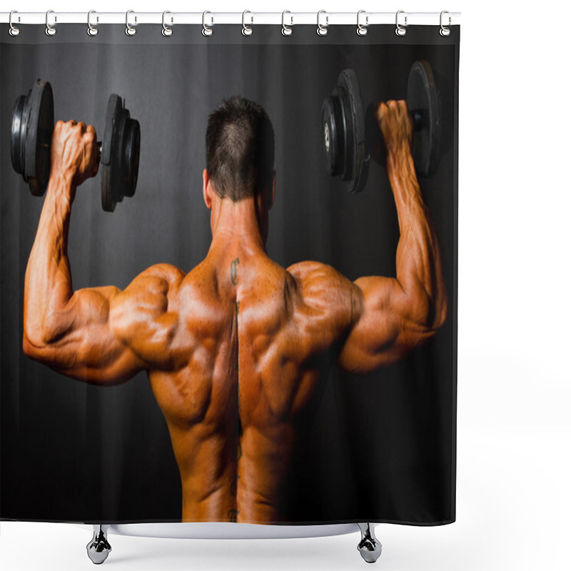 Personality  Bodybuilder Training With Dumbbells Shower Curtains