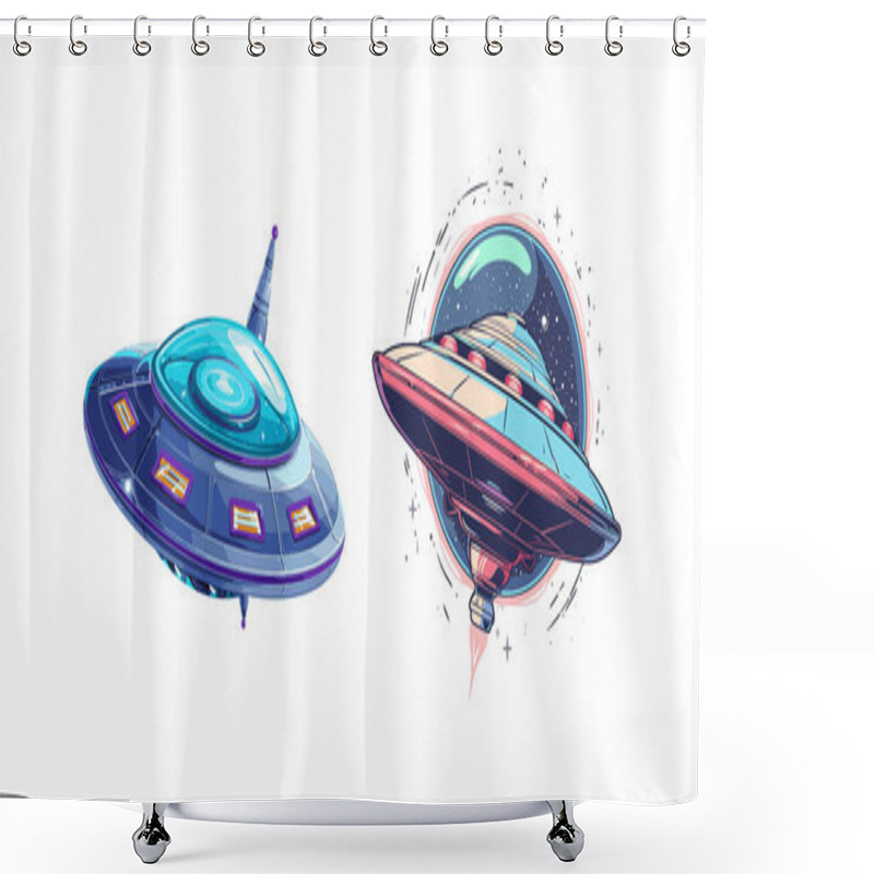 Personality  Classic UFO Flying Saucer Shower Curtains