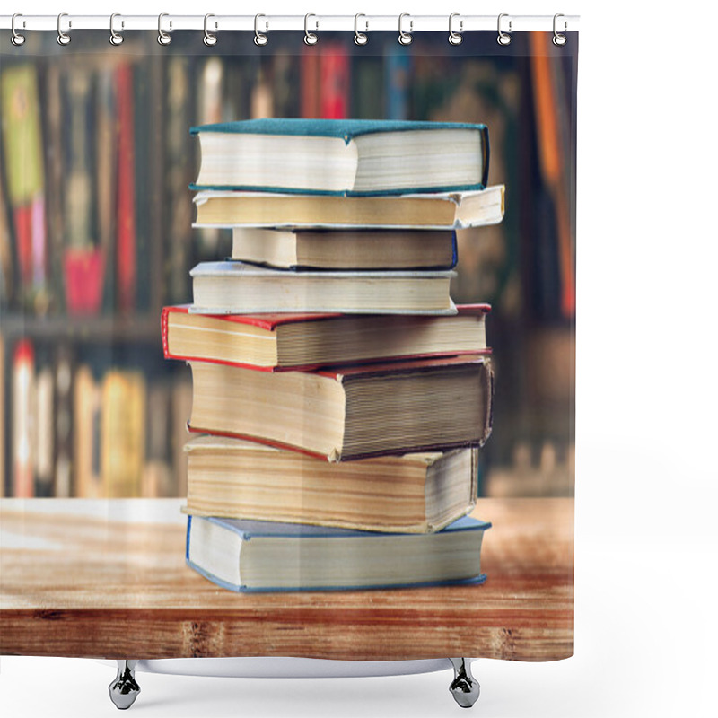 Personality  A Stack Of Books On The Shelf Shower Curtains