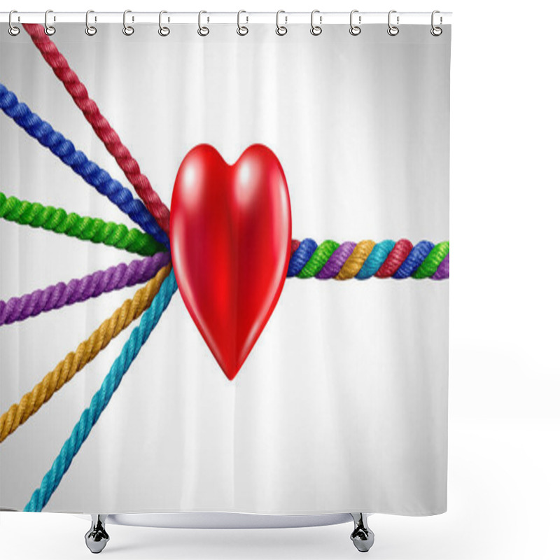 Personality  Belonging And Inclusion Concept As A Symbol Of Diverse Ropes Uniting Together Representing The Love Of Multiculturalism Integration And Inclusivity Icon And Community Acceptance. Shower Curtains