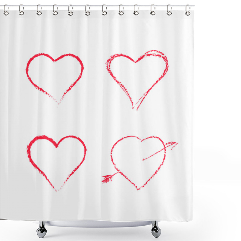 Personality  Abstract White Heart Shapes Set Shower Curtains