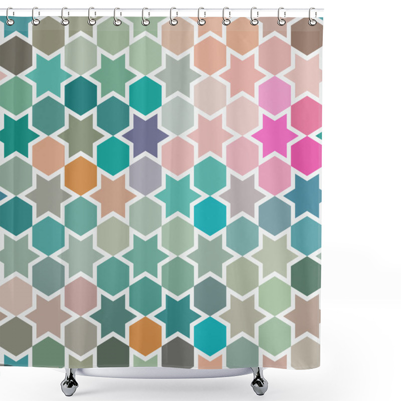 Personality  Background Of Repeating Geometric Stars. Spectrum Geometric Back Shower Curtains