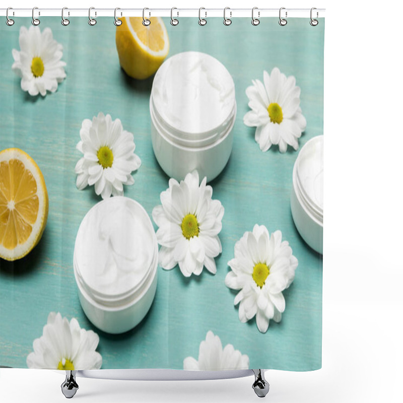 Personality   Chamomiles And Organic Cream Shower Curtains