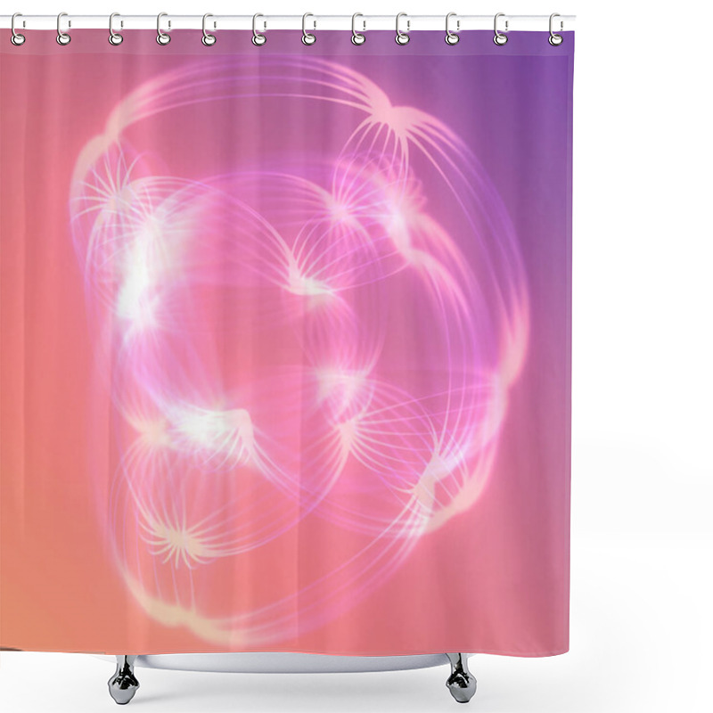 Personality  Illustration With Abstract Geometric Figures Of Oval Shape Made With Thin Glowing Lines In Shades Of Pink, Creating A Soft Glowing Effect. 3d Rendering Shower Curtains