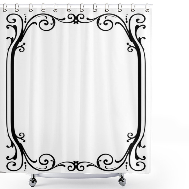 Personality  Calligraphy Penmanship Curly Baroque Frame Black Shower Curtains