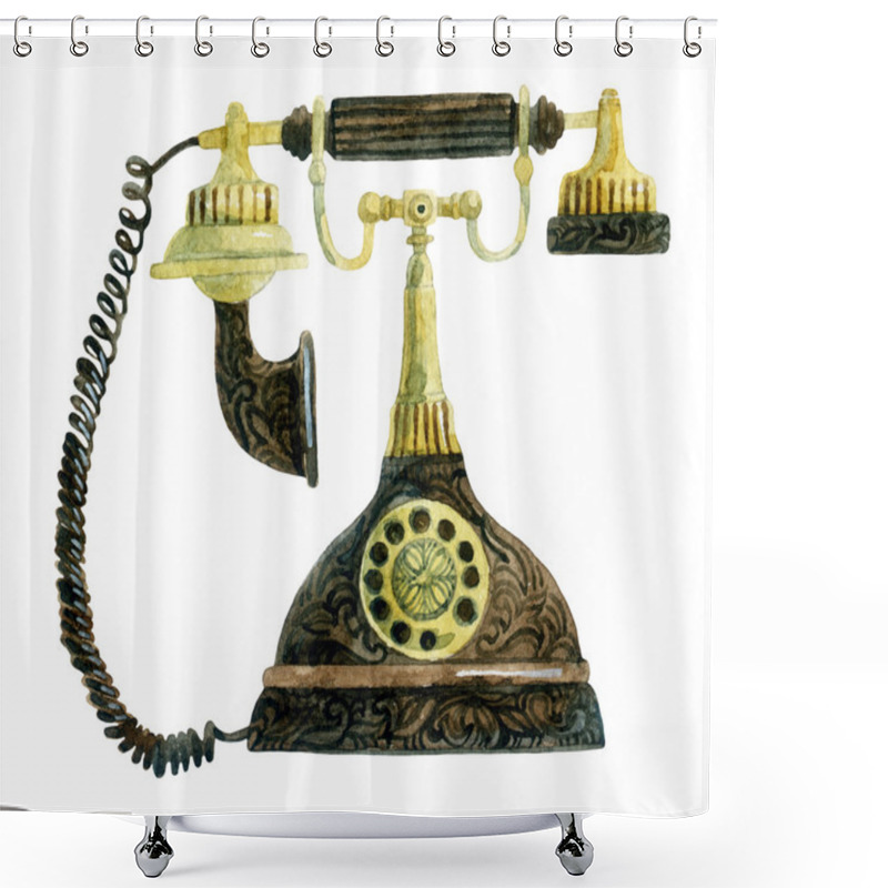 Personality  Telephone In Retro Style Shower Curtains