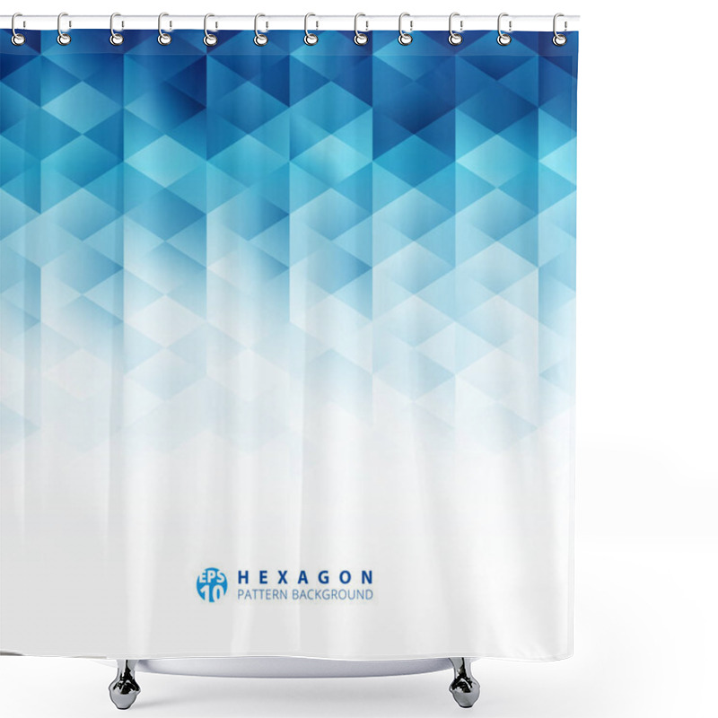 Personality  Abstract Geometric Hexagon Pattern Blue Background, Creative Des Shower Curtains