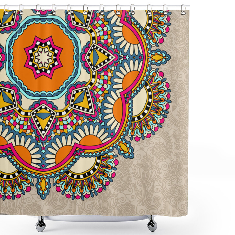 Personality  Floral Round Pattern In Ukrainian Oriental Ethnic Style For Your Shower Curtains