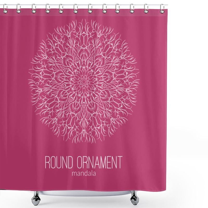 Personality  Vector Hand Drawn White Floral Mandala Circle Ornament Isolated On The Purple Background.  Shower Curtains