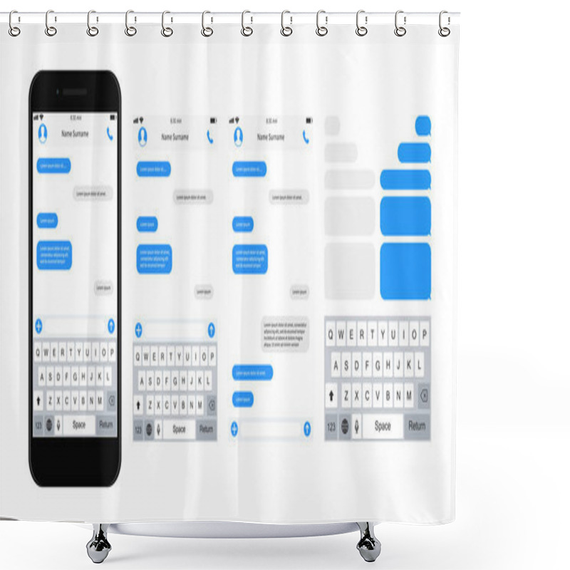 Personality  SmartPhone Chatting Sms Template Bubbles. SMS Chat Composer. Place Your Own Text To The Message. Phone Chatting Sms Template Bubbles. Vector Illustration. Shower Curtains