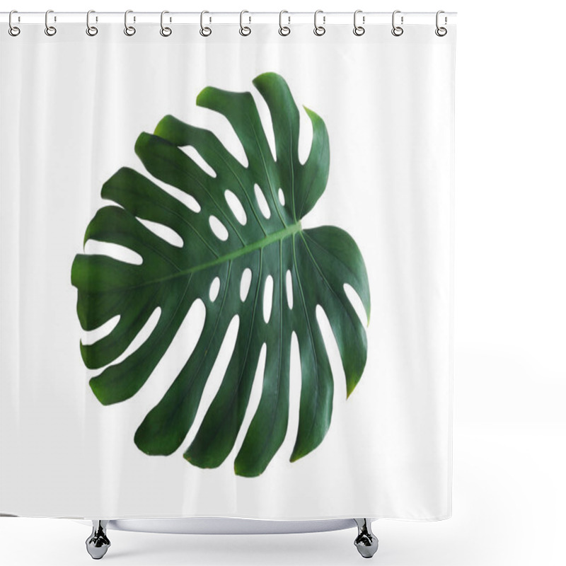 Personality  Green Fresh Monstera Leaf Isolated On White. Tropical Plant Shower Curtains