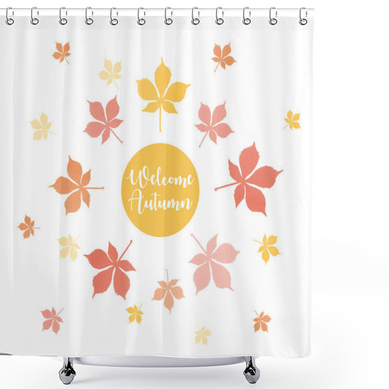 Personality  Round Frame Of Autumnal Leaves Shower Curtains