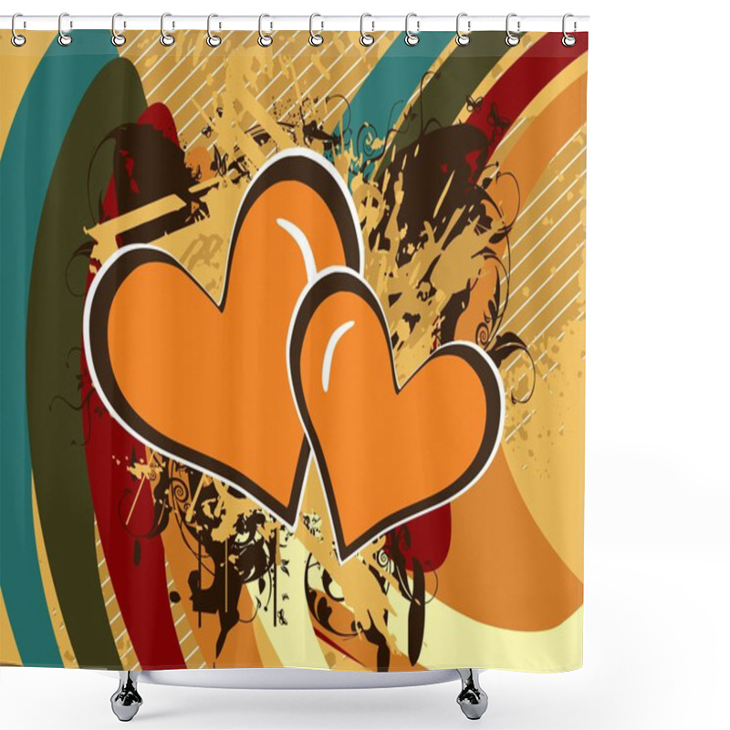 Personality  Grungy Stripes Background With Heart Shower Curtains