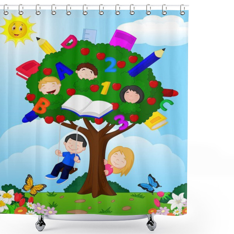 Personality  Children Playing In Tree Shower Curtains