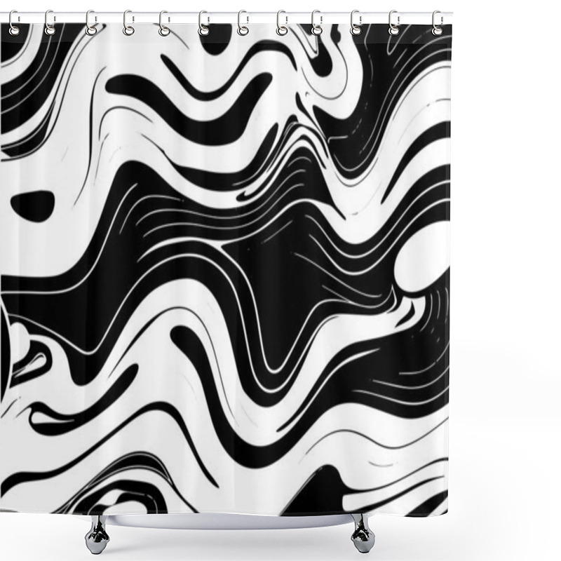 Personality  Abstract Vector Wavy Seamless Pattern. Trendy Retro Psychedelic Background In 60s, 70s, 80s Style. Texture In Y2k Aesthetic Shower Curtains