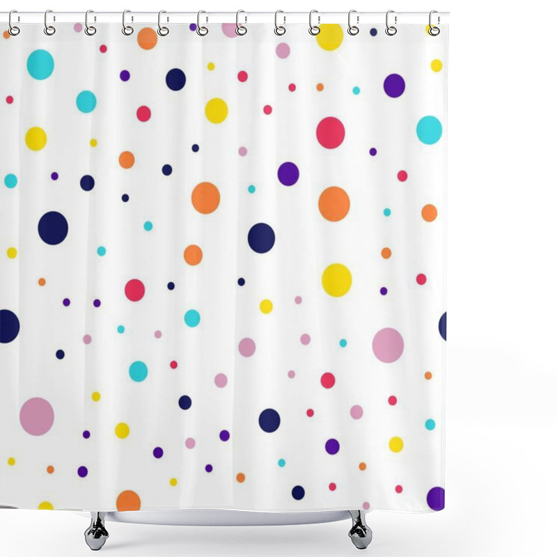 Personality  Memphis Style Polka Dots Seamless Pattern On White Background Unusual Modern Memphis Polka Dots Shower Curtains