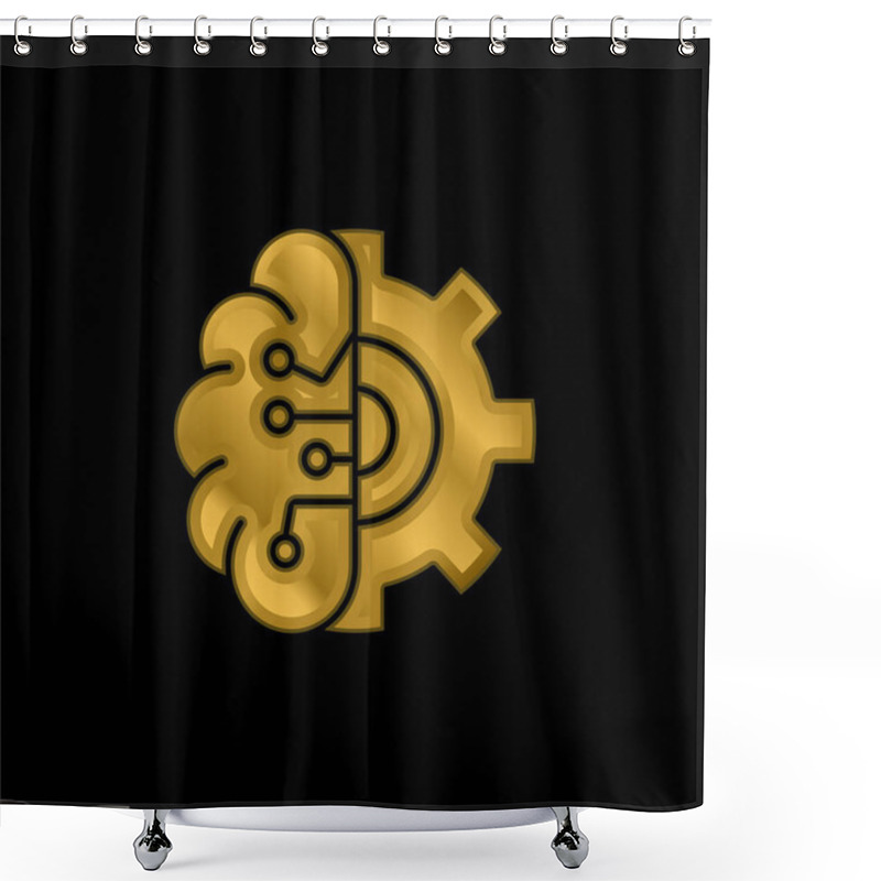 Personality  Artificial Intelligence Gold Plated Metalic Icon Or Logo Vector Shower Curtains