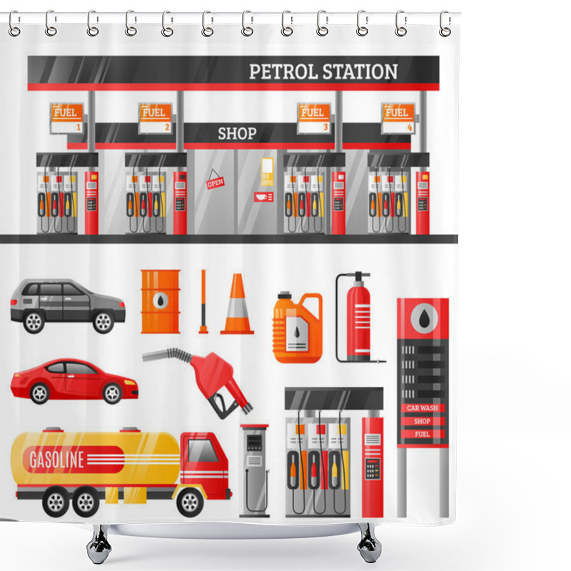 Personality  Petrol Station Design Concept Shower Curtains