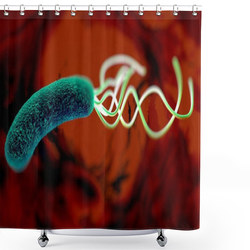 Personality  Closeup Of Helicobacter Pylori Bacterium  Shower Curtains