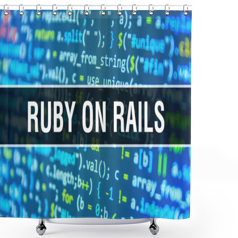 Personality  RUBY ON RAILS With Abstract Technology Binary Code Background.Di Shower Curtains