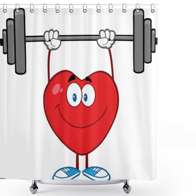 Personality  Smiling Heart Cartoon Character Lifting Weights Shower Curtains