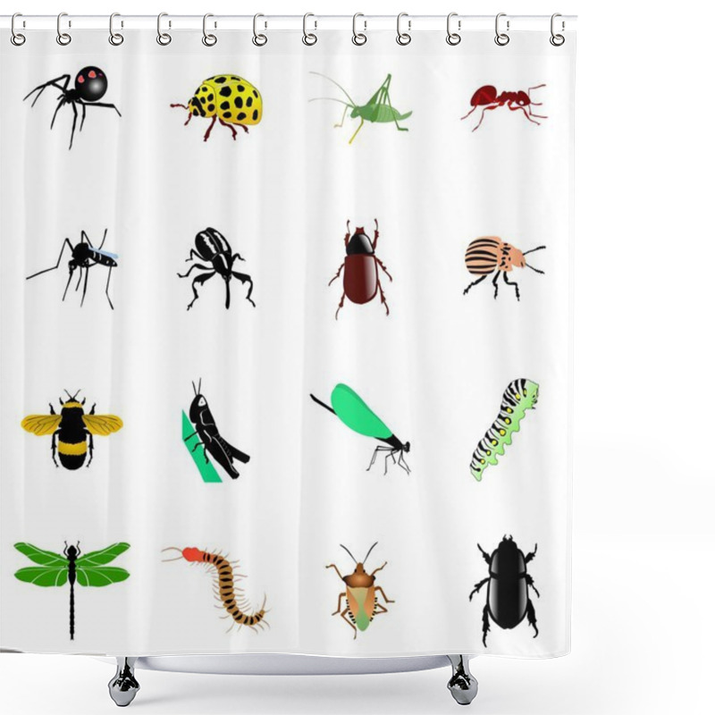 Personality  Set Of Insects Shower Curtains