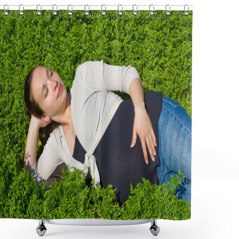 Personality  Lying In Grass Shower Curtains