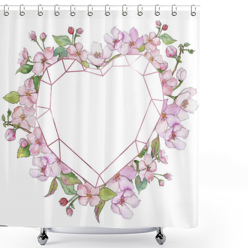 Personality  Pink Cherry Blossoms. Floral Botanical Flower. Frame Border Ornament Square. Shower Curtains