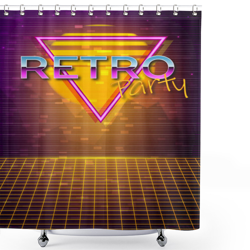 Personality  Futuristic Background 80s Style. Retro Party Shower Curtains